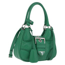 PRADA Hand Bag Leather 2way Green Silver Auth 209613SAM-1