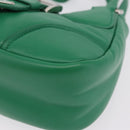 PRADA Hand Bag Leather 2way Green Silver Auth 209613SAM-17