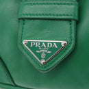 PRADA Hand Bag Leather 2way Green Silver Auth 209613SAM-20