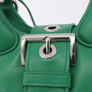 PRADA Hand Bag Leather 2way Green Silver Auth 209613SAM-21