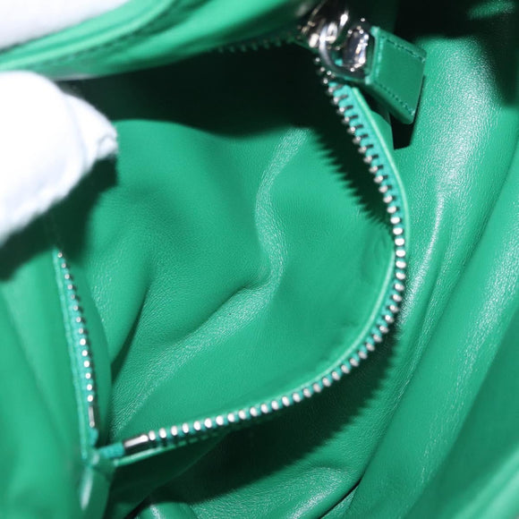 PRADA Hand Bag Leather 2way Green Silver Auth 209613SAM