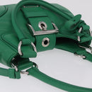 PRADA Hand Bag Leather 2way Green Silver Auth 209613SAM-6
