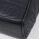 CHANEL Chain Shoulder Tote Bag Caviar Skin Black Gold Tone CC Auth 209618A-12
