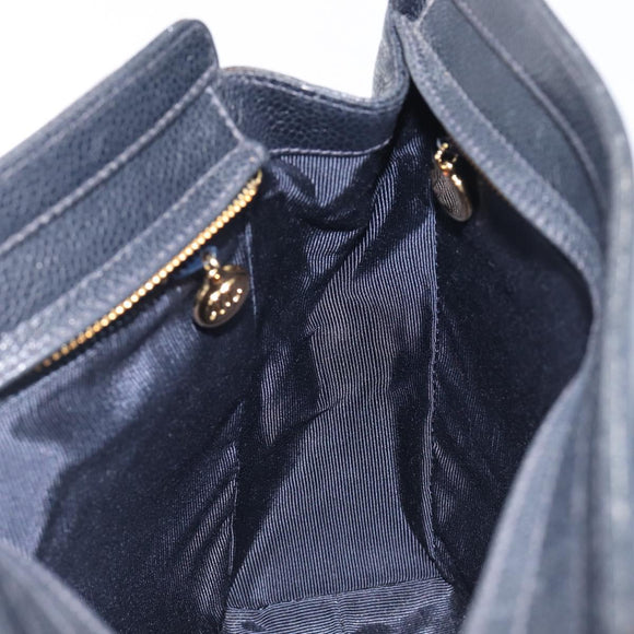 CHANEL Chain Shoulder Tote Bag Caviar Skin Black Gold Tone CC Auth 209618A