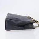CHANEL Chain Shoulder Tote Bag Caviar Skin Black Gold Tone CC Auth 209618A-4