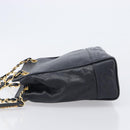CHANEL Chain Shoulder Tote Bag Caviar Skin Black Gold Tone CC Auth 209618A-5