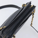 CHANEL Chain Shoulder Tote Bag Caviar Skin Black Gold Tone CC Auth 209618A-6