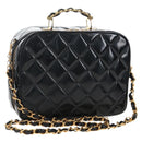 CHANEL Matelasse Vanity Chain Shoulder Bag Patent 2way Black CC Auth 209619A-1