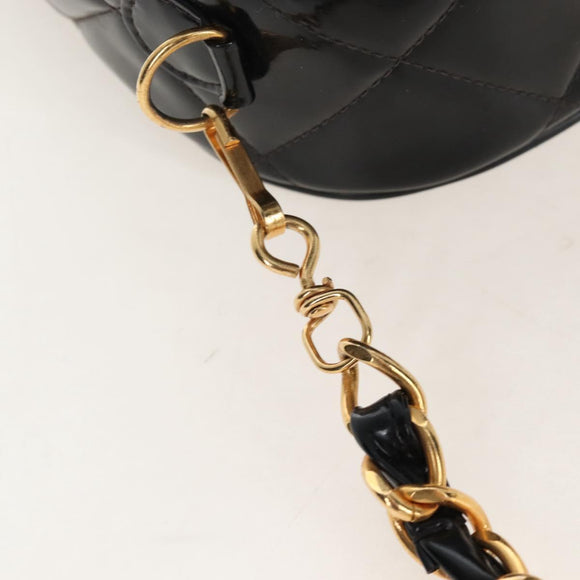 CHANEL Matelasse Vanity Chain Shoulder Bag Patent 2way Black CC Auth 209619A