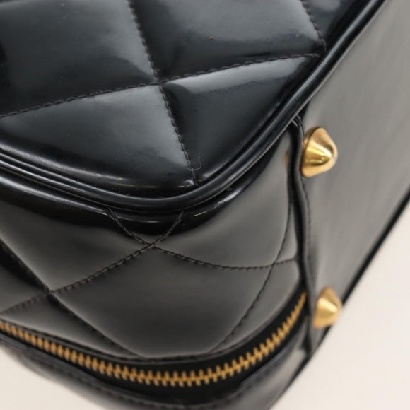 CHANEL Matelasse Vanity Chain Shoulder Bag Patent 2way Black CC Auth 209619A