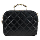 CHANEL Matelasse Vanity Chain Shoulder Bag Patent 2way Black CC Auth 209619A-2