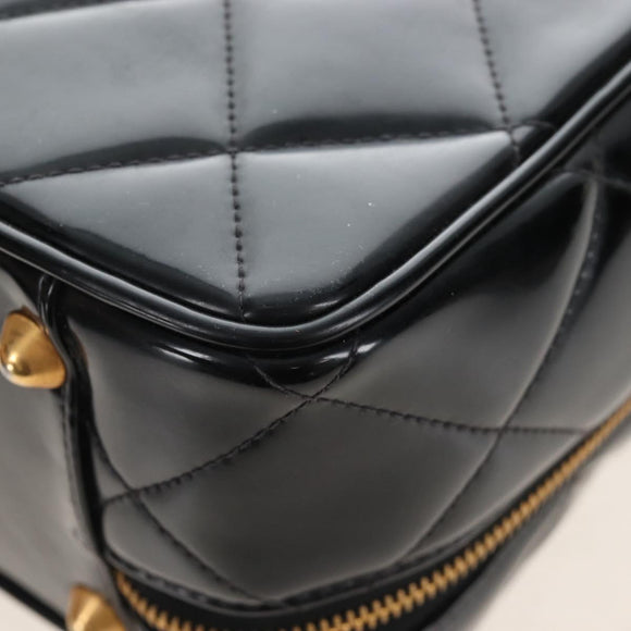 CHANEL Matelasse Vanity Chain Shoulder Bag Patent 2way Black CC Auth 209619A