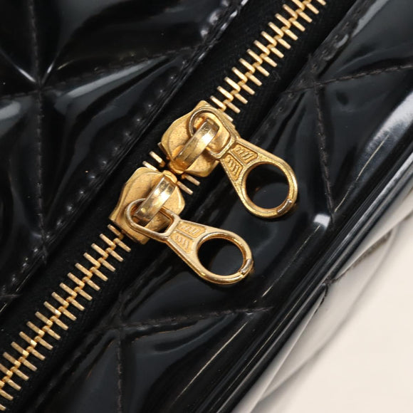 CHANEL Matelasse Vanity Chain Shoulder Bag Patent 2way Black CC Auth 209619A