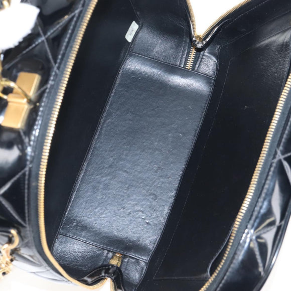 CHANEL Matelasse Vanity Chain Shoulder Bag Patent 2way Black CC Auth 209619A