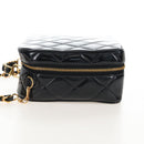 CHANEL Matelasse Vanity Chain Shoulder Bag Patent 2way Black CC Auth 209619A-4