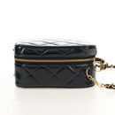 CHANEL Matelasse Vanity Chain Shoulder Bag Patent 2way Black CC Auth 209619A-5