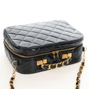 CHANEL Matelasse Vanity Chain Shoulder Bag Patent 2way Black CC Auth 209619A-7
