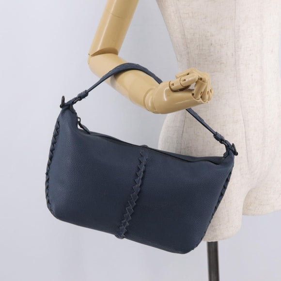 Bottega Veneta INTRECCIATO Shoulder Bag Leather Blue Auth 209621A