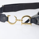 Christian Dior Trotter Canvas Saddle Shoulder Bag Navy Gold Tone Auth 209622V-11