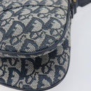 Christian Dior Trotter Canvas Saddle Shoulder Bag Navy Gold Tone Auth 209622V-13