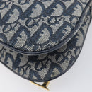 Christian Dior Trotter Canvas Saddle Shoulder Bag Navy Gold Tone Auth 209622V-15