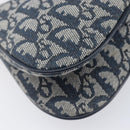 Christian Dior Trotter Canvas Saddle Shoulder Bag Navy Gold Tone Auth 209622V-16