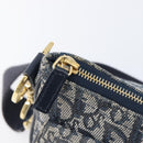 Christian Dior Trotter Canvas Saddle Shoulder Bag Navy Gold Tone Auth 209622V-18