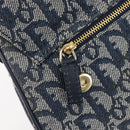 Christian Dior Trotter Canvas Saddle Shoulder Bag Navy Gold Tone Auth 209622V-27