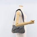 Christian Dior Trotter Canvas Saddle Shoulder Bag Navy Gold Tone Auth 209622V-30