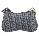 Christian Dior Trotter Canvas Saddle Shoulder Bag Navy Gold Tone Auth 209622V-3