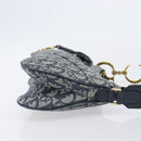Christian Dior Trotter Canvas Saddle Shoulder Bag Navy Gold Tone Auth 209622V-4
