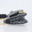 Christian Dior Trotter Canvas Saddle Shoulder Bag Navy Gold Tone Auth 209622V-5