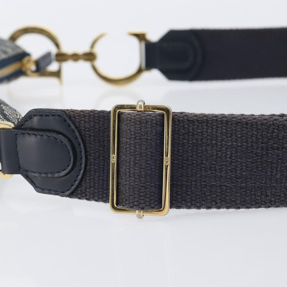 Christian Dior Trotter Canvas Saddle Shoulder Bag Navy Gold Tone Auth 209622V