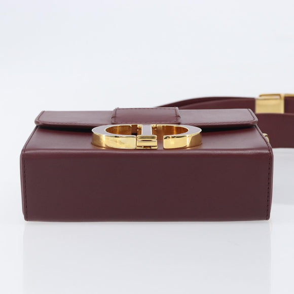 Christian Dior 30 Montaigne Shoulder Bag Leather Bordeaux Gold Auth 209624SAM