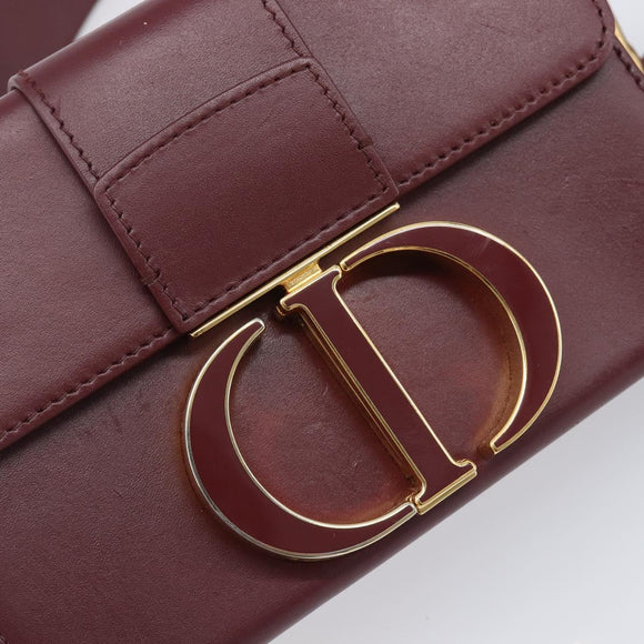 Christian Dior 30 Montaigne Shoulder Bag Leather Bordeaux Gold Auth 209624SAM