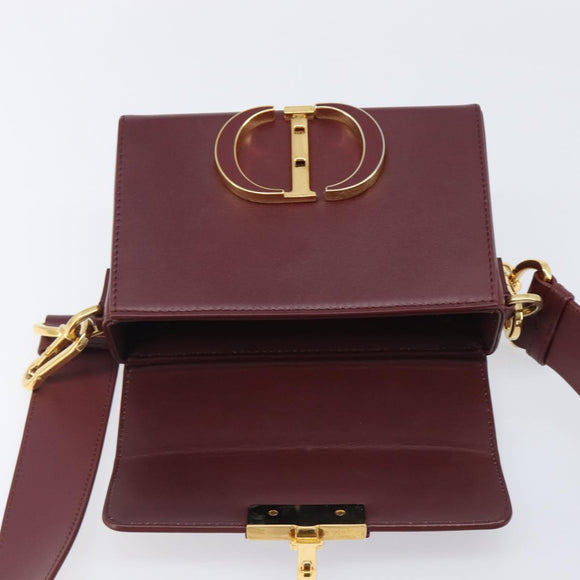 Christian Dior 30 Montaigne Shoulder Bag Leather Bordeaux Gold Auth 209624SAM
