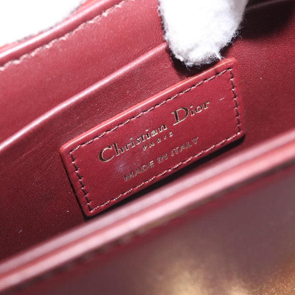 Christian Dior 30 Montaigne Shoulder Bag Leather Bordeaux Gold Auth 209624SAM