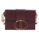 Christian Dior 30 Montaigne Shoulder Bag Leather Bordeaux Gold Auth 209624SAM-2
