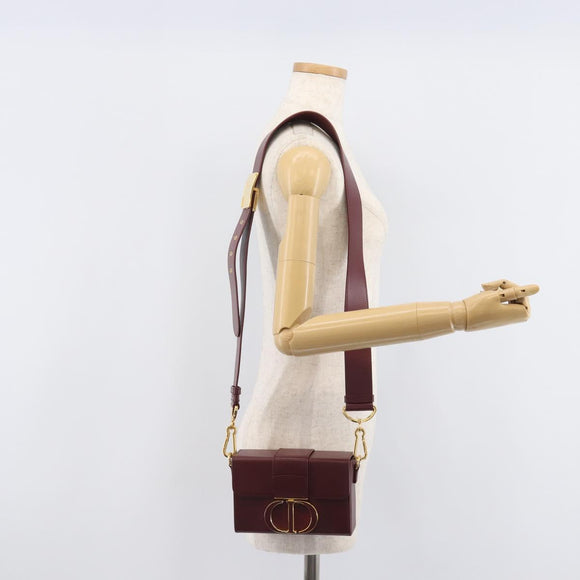 Christian Dior 30 Montaigne Shoulder Bag Leather Bordeaux Gold Auth 209624SAM
