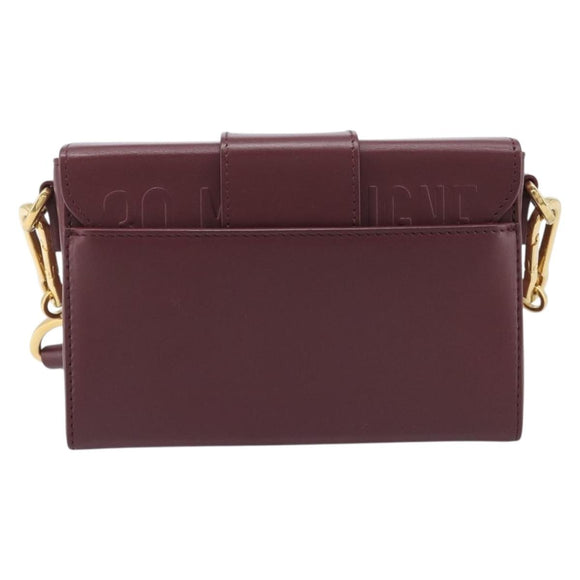 Christian Dior 30 Montaigne Shoulder Bag Leather Bordeaux Gold Auth 209624SAM