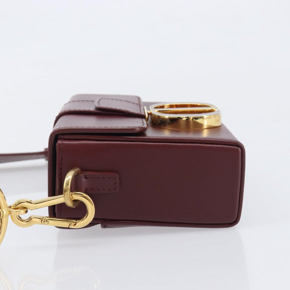 Christian Dior 30 Montaigne Shoulder Bag Leather Bordeaux Gold Auth 209624SAM