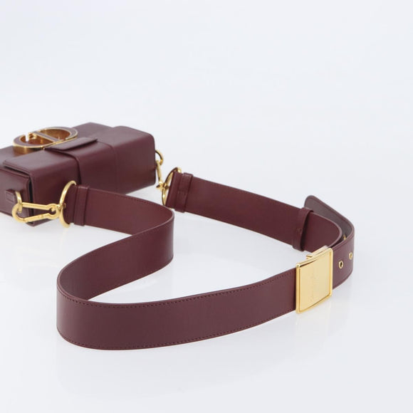 Christian Dior 30 Montaigne Shoulder Bag Leather Bordeaux Gold Auth 209624SAM