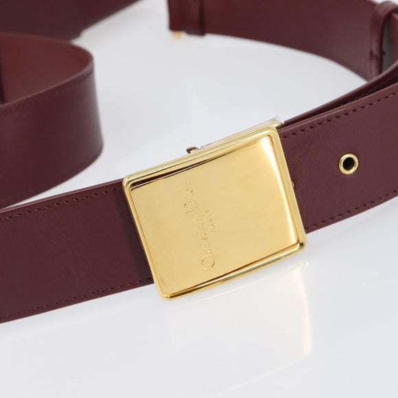 Christian Dior 30 Montaigne Shoulder Bag Leather Bordeaux Gold Auth 209624SAM