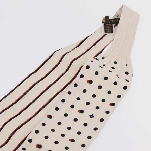 LOUIS VUITTON Scarf Rayon White Black MP0604 LV Auth 209627