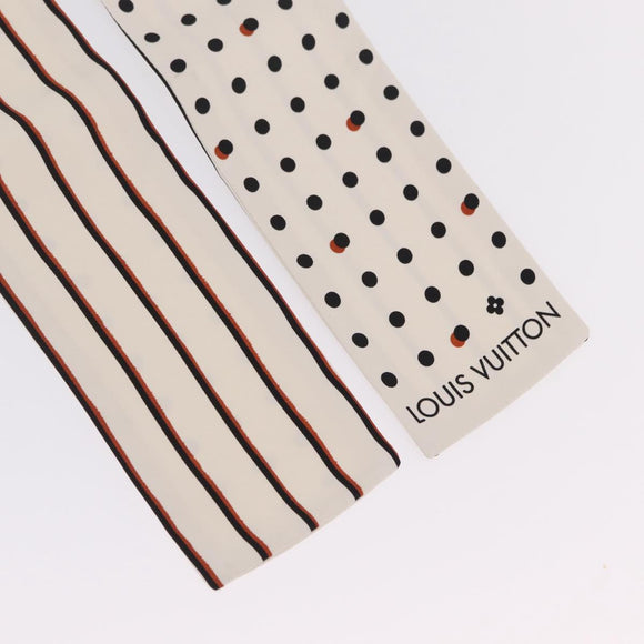 LOUIS VUITTON Scarf Rayon White Black MP0604 LV Auth 209627