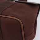 HERMES Valparaiso PM Hand Bag Canvas Brown Silver Auth 209635V-10