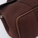 HERMES Valparaiso PM Hand Bag Canvas Brown Silver Auth 209635V-11