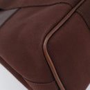 HERMES Valparaiso PM Hand Bag Canvas Brown Silver Auth 209635V-13