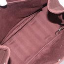 HERMES Valparaiso PM Hand Bag Canvas Brown Silver Auth 209635V-16