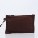 HERMES Valparaiso PM Hand Bag Canvas Brown Silver Auth 209635V-21